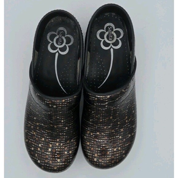 Sanita Geometric Patterned Nursing Clogs Leather Shoes Womens Size 41 US 10 - Picture 4 of 7